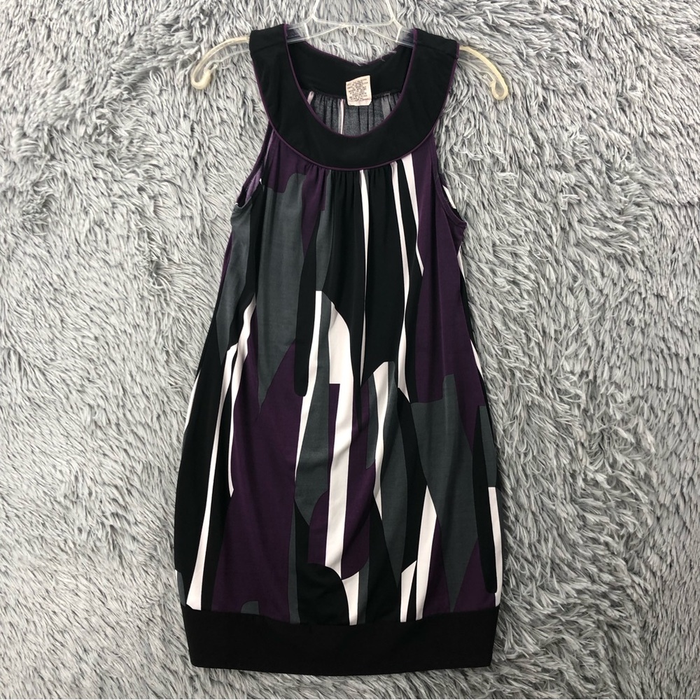 Maurices Dress Womens Medium Black Purple Geometric Sleeveless